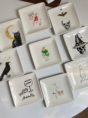 Black Cat Square Small Dish, Ceramic Decorative Plate - detail 2