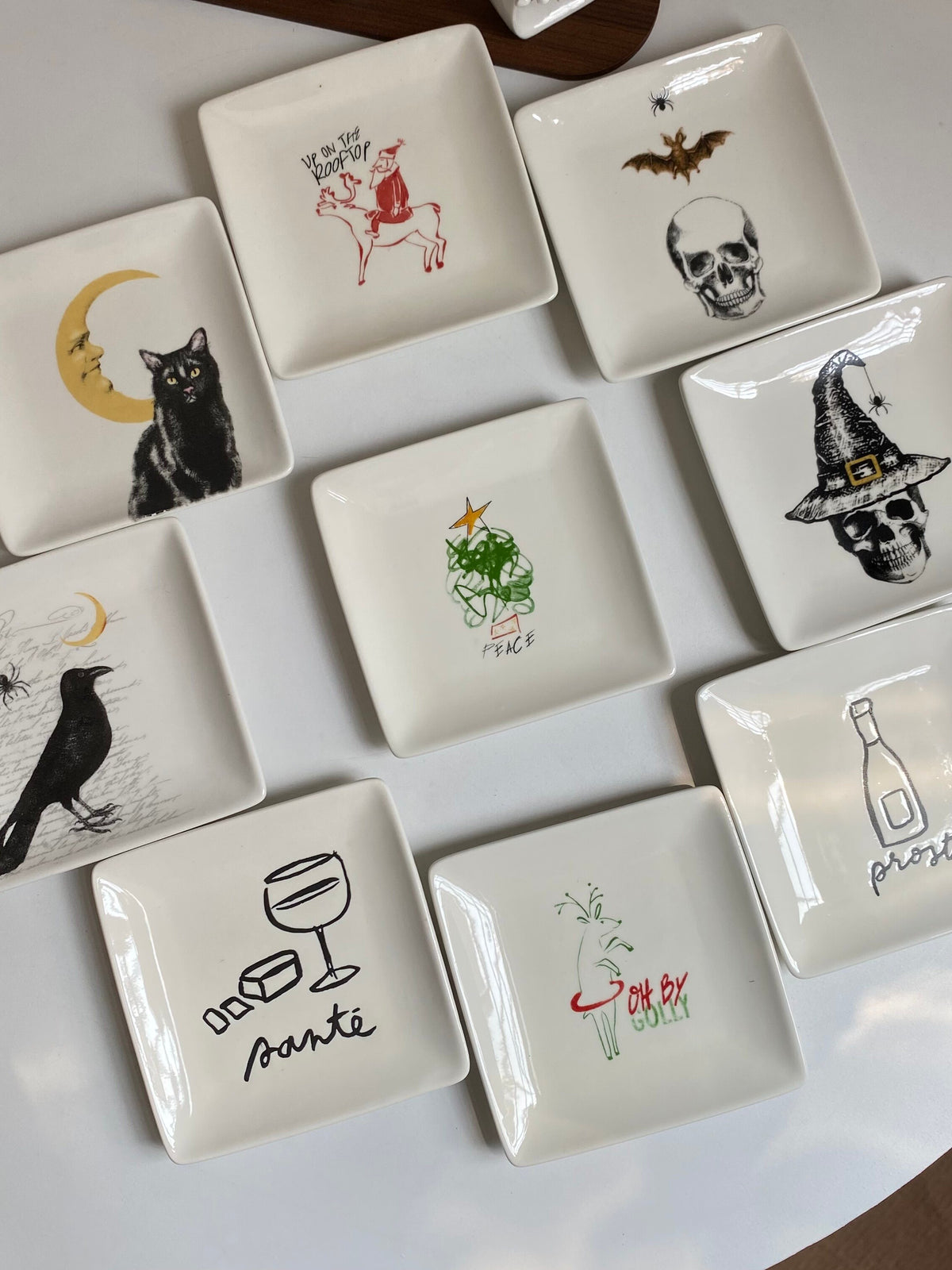 Black Cat Square Small Dish, Ceramic Decorative Plate - detail 2
