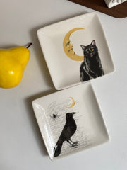 Black Cat Square Small Dish, Ceramic Decorative Plate - detail 3