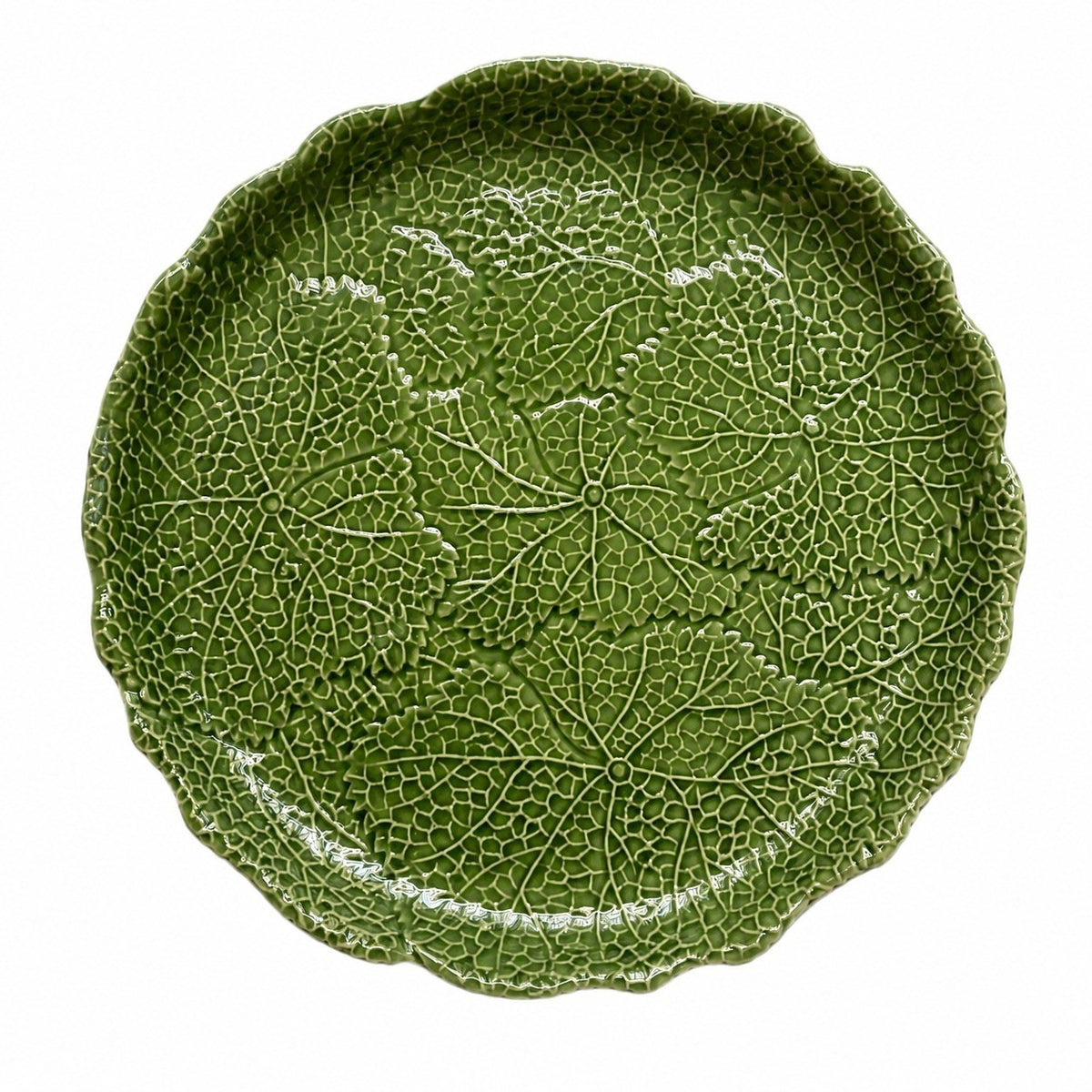 Relief Leaf Ceramic Plate, Large 33 x 3 cm, Underglaze Decorative Dinnerware - product view 1