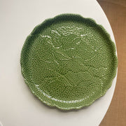 Relief Leaf Ceramic Plate, Large 33 x 3 cm, Underglaze Decorative Dinnerware - detail 1