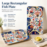 Large Rectangular Fish Plate, Underglaze Pottery, 35.8cm - detail 3