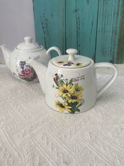 Yellow Floral Ceramic Pitcher, Drink Serving Jug - detail 2
