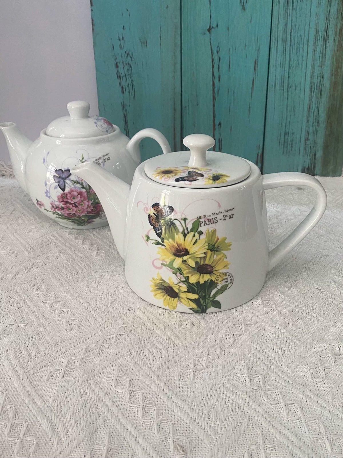 Yellow Floral Ceramic Pitcher, Drink Serving Jug - detail 2