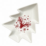Small White Christmas Tree Ceramic Plate - product view 2