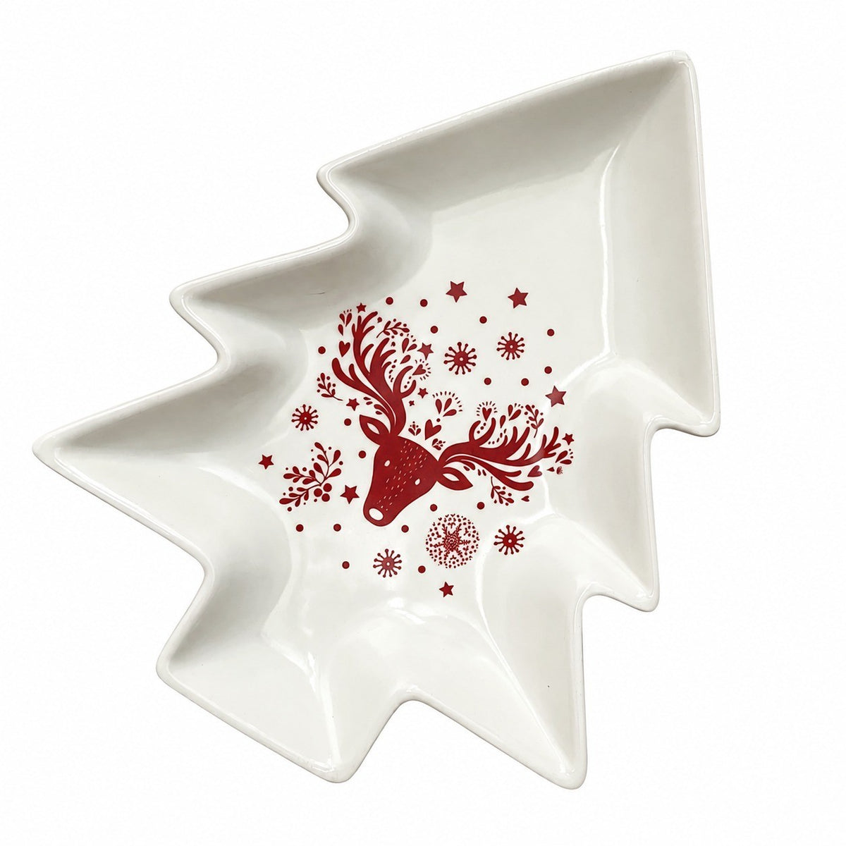 Small White Christmas Tree Ceramic Plate - product view 2