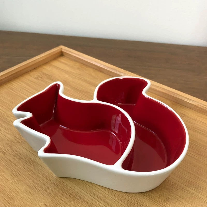 Squirrel Divided Platter, Ceramic Serving Tray with Compartments - detail 2
