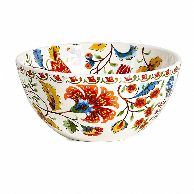 Autumn Vintage Floral Underglaze Pottery Soup Bowl, Multicolor, 1500ml - product view 1
