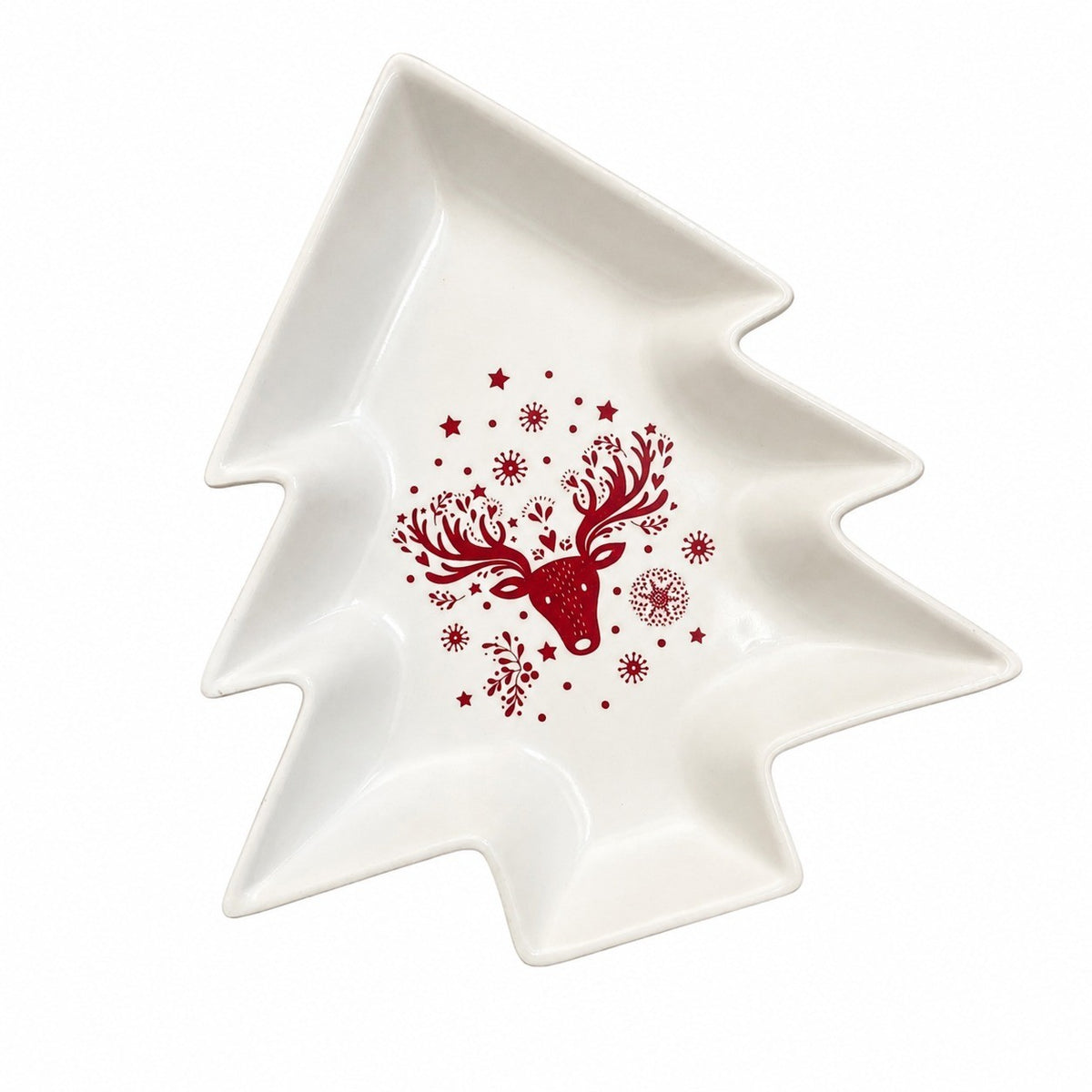 Small White Christmas Tree Ceramic Plate - product view 3