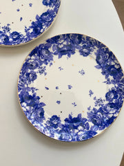 Blue Peony Ceramic Plate, 7.5 Inch, Gold Painted Detail, Dinnerware - detail 2
