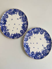 Blue Peony Ceramic Plate, 7.5 Inch, Gold Painted Detail, Dinnerware - detail 3