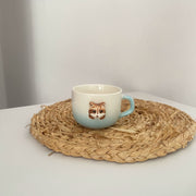 Raccoon Ceramic Cup, Single Piece, Underglaze Relief Detail - detail 1