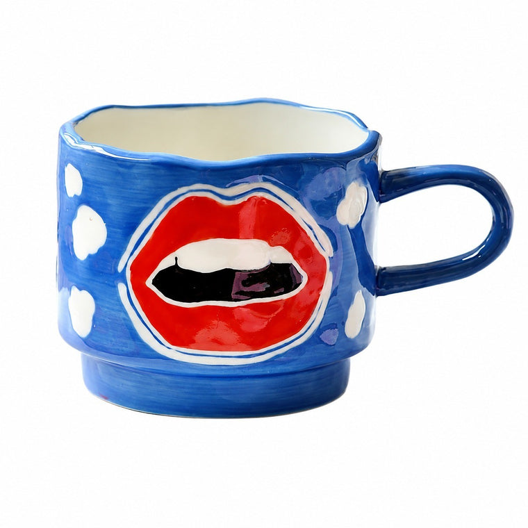Cartoon Floral Handled Mug, Ceramic - product view 1