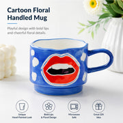 Cartoon Floral Handled Mug, Ceramic - detail 1