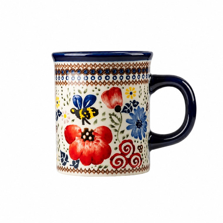 Melissa Dance Handled Mug, Vermilion, Ceramic Coffee Tea Cup - product view 1