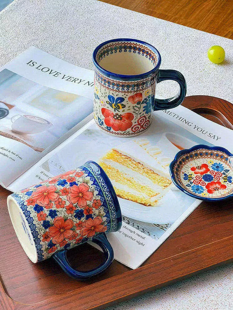 Melissa Dance Handled Mug, Vermilion, Ceramic Coffee Tea Cup - detail 2