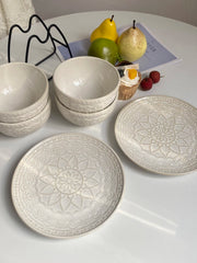 White Relief Underglaze Ceramic Tableware Collection - detail 2