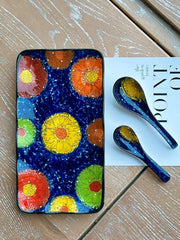 Starry Night Underglaze Porcelain Small Bowl, Blue Heart Dinnerware Set - detail 1