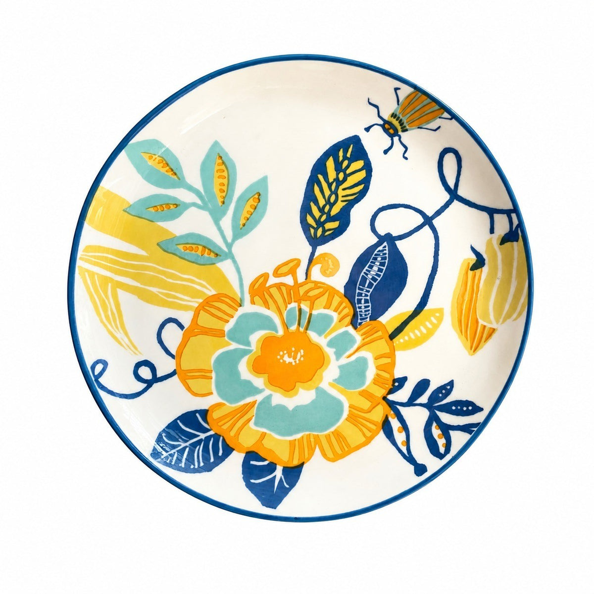 Blue Summer Flowers Ceramic Plate 7.8 Inch, Underglaze Decorative Dinnerware - product view 1