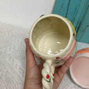 Pale Yellow Ceramic Mug, Hand-Painted, 430 ml, Coffee Tea Cup - detail 3