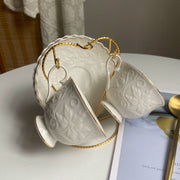 Raspberry Relief Gold Detail Cup and Saucer Set, 2 Cups 2 Saucers with Stand - detail 2