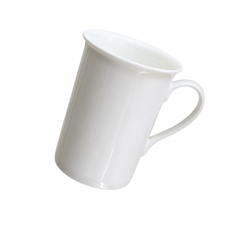 Plain White Straight-Sided Flared-Rim 350 ml Cup, Bone China Single Piece - product view 1