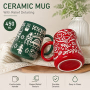 Red Whale Ceramic Mug, 450ml, Relief Detailing - detail 3