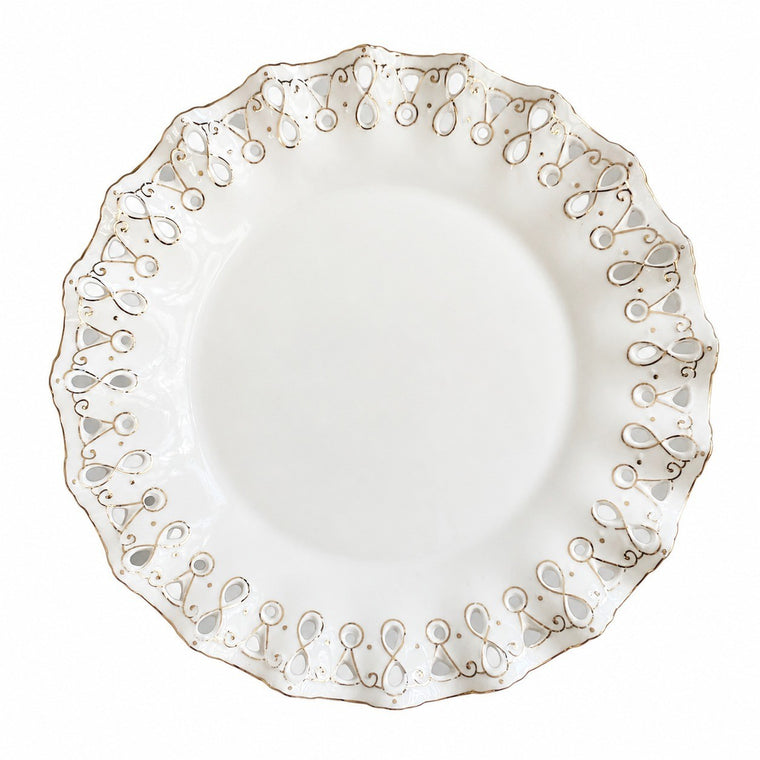 Large Openwork Fruit Bowl, Ceramic Decorative Centerpiece - product view 1