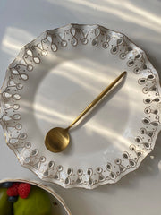 Large Openwork Fruit Bowl, Ceramic Decorative Centerpiece - detail 3
