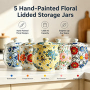 Ceramic Lidded Storage Jar, Small 1000ml, Hand-Painted - detail 3