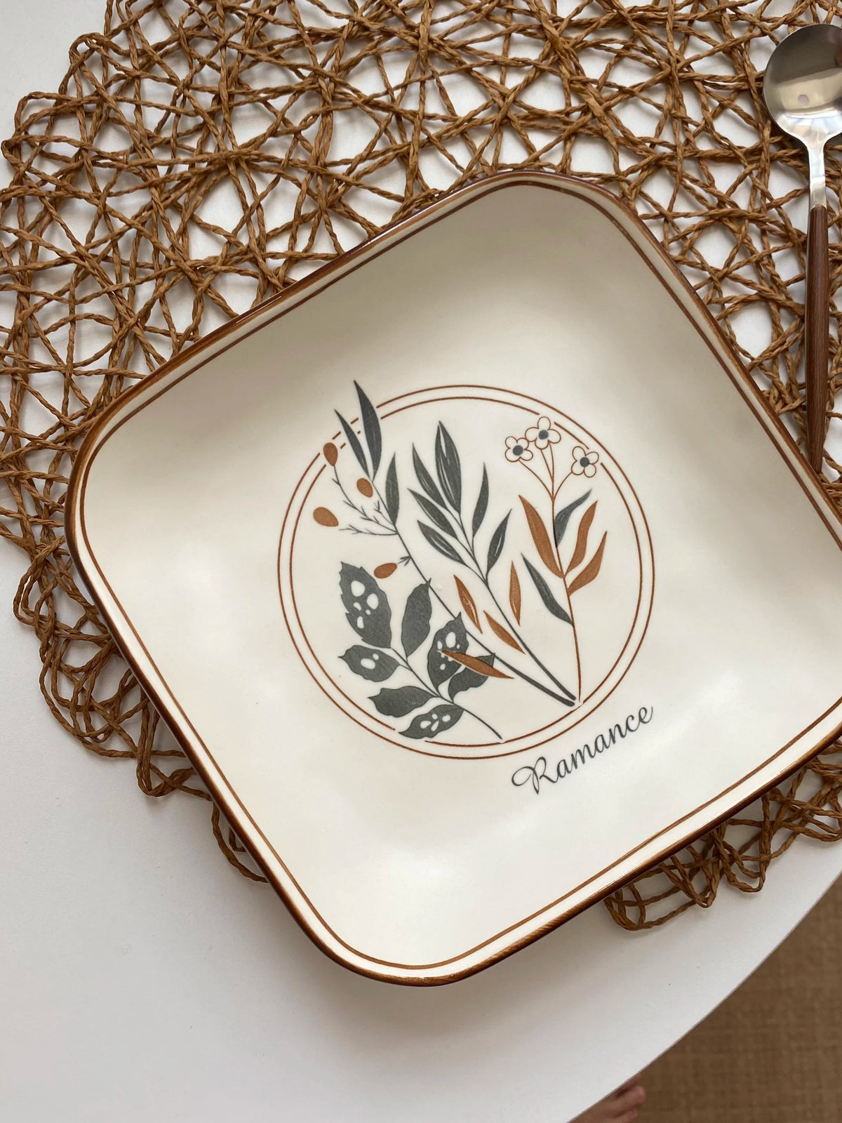 Rice-Harvest Motif Deep Plate, 8 Inch Ceramic, 20 x 4 cm, Underglaze Decoration - detail 2