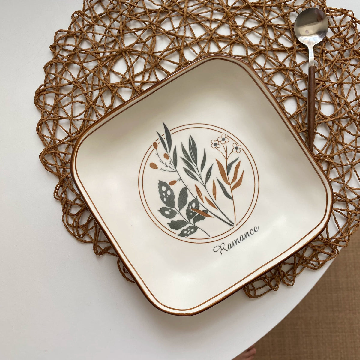 Rice-Harvest Motif Deep Plate, 8 Inch Ceramic, 20 x 4 cm, Underglaze Decoration - detail 1