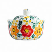 Small Covered Ceramic Stew Bowl, Hand-Painted - product view 5
