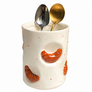 Ceramic Croissant Storage Jar, Small 14 x 11 cm, Relief Detail, Kitchen Food Container - product view 1