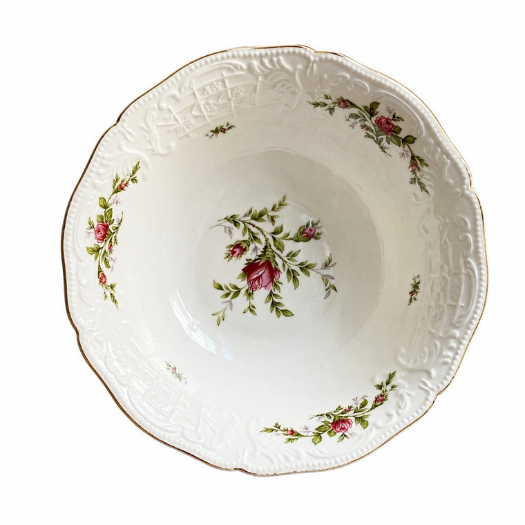Moss Rose Ceramic Bowl, 4.75 Inch, Relief Detailing - product view 1