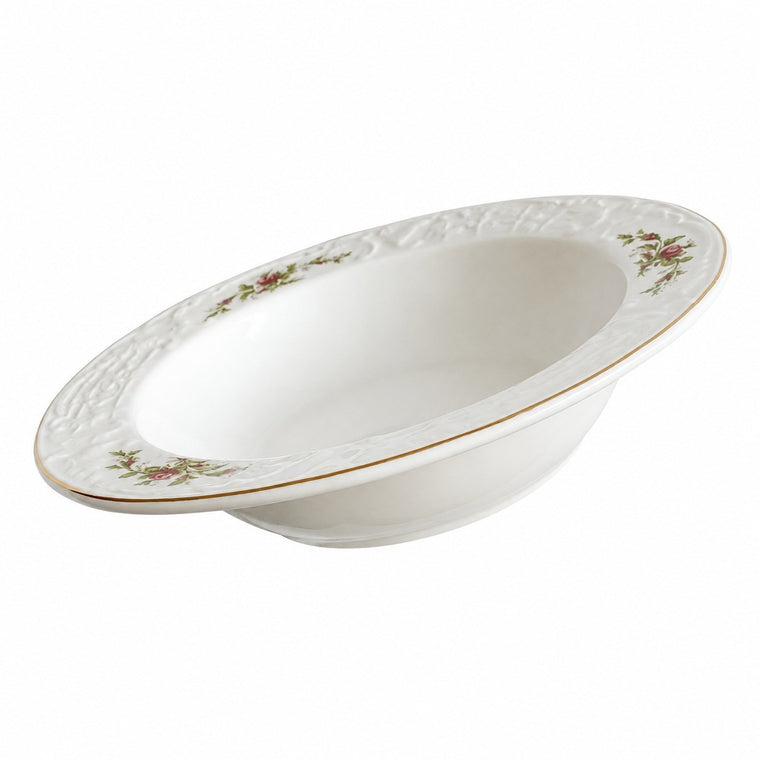 Moss Rose 8.25 in Wide-Rim Ceramic Plate, Relief Detailing - product view 1