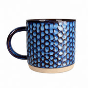 Blue Kiln-Glaze Raindrop Ceramic Cup, 500 ml, Relief Detailing - product view 1