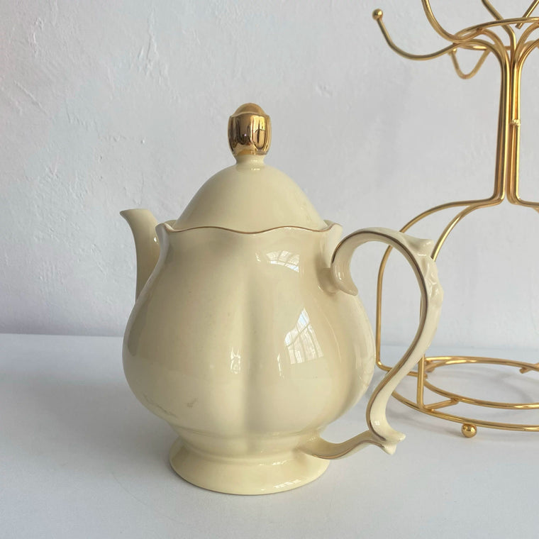 Gold Detail Ceramic Pot, Decorative Kitchen Storage Tabletop Accessory - detail 1