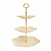Gold-Detailed Three-Tier Dessert Plate, Ceramic Tiered Serving Stand - product view 1
