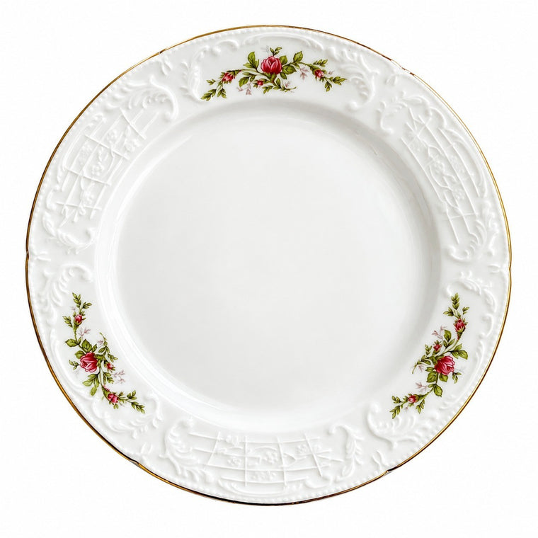 Moss Rose 8.25 in Wide-Rim Ceramic Plate, Relief Detailing - product view 2