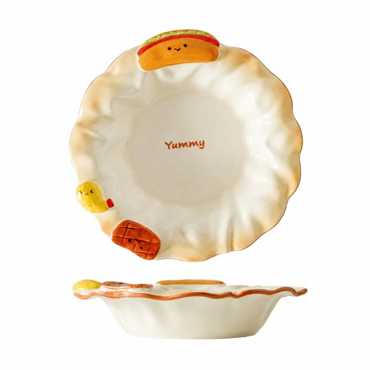 Underglaze Porcelain Plate 9 Inch, Fried Shrimp Design Dinnerware Set - product view 6