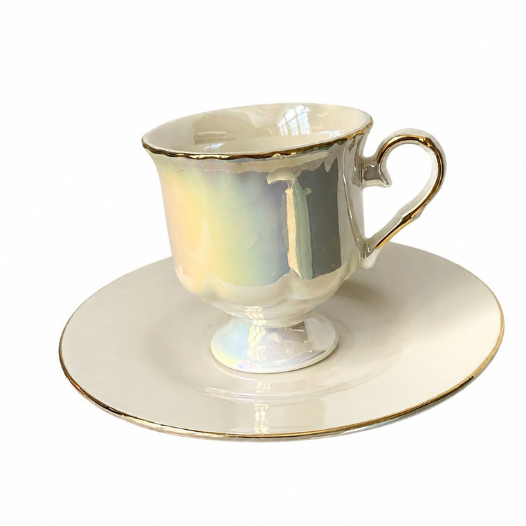 Ceramic Cup 100 ml, Gold Painted Detail - product view 1