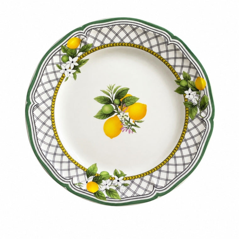 Checkered Lemon 8 Inch Ceramic Plate, Decorative Dinnerware - product view 2