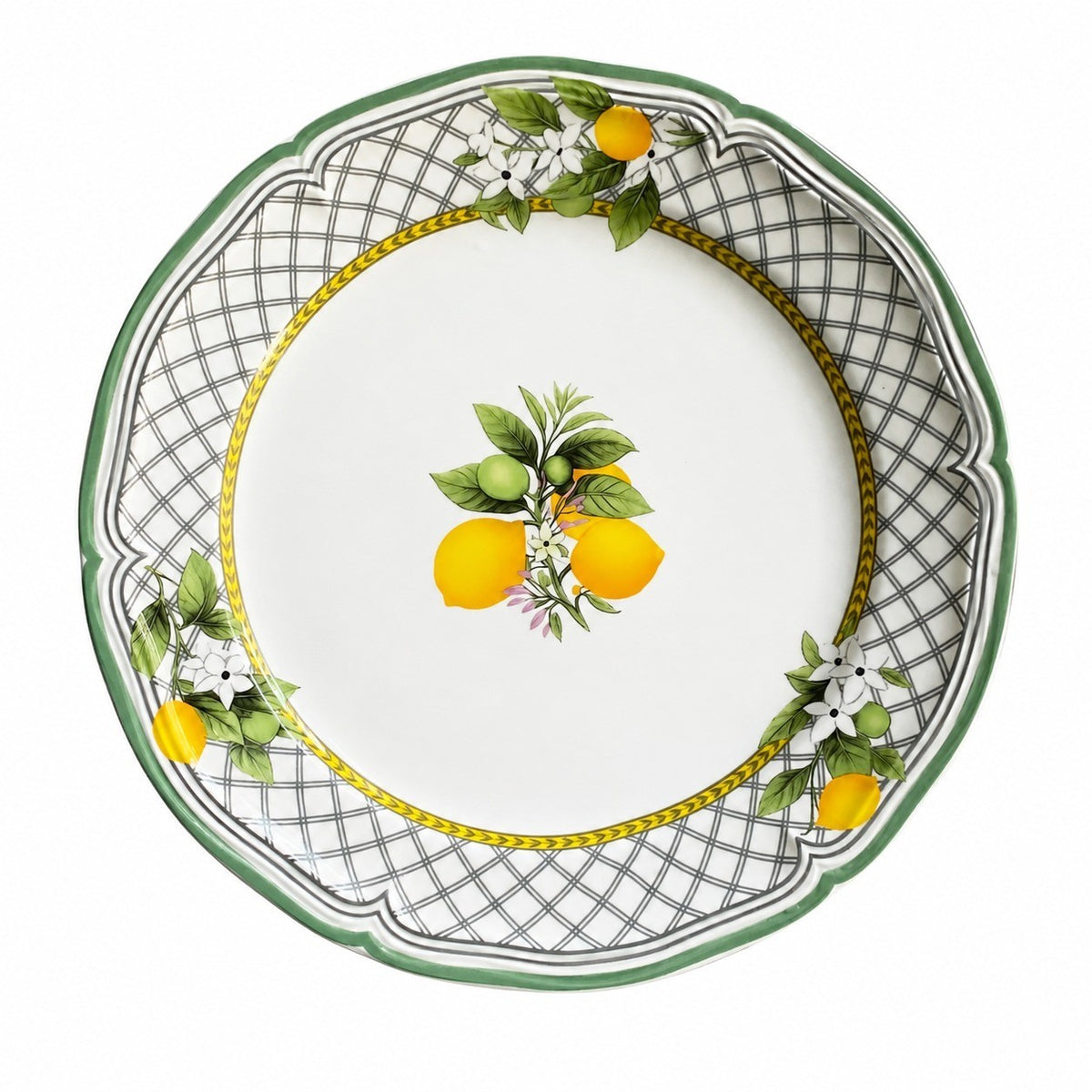 Checkered Lemon 8 Inch Ceramic Plate, Decorative Dinnerware - product view 4