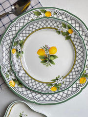 Checkered Lemon 10 in Divided Platter, Ceramic Serving Tray - detail 3