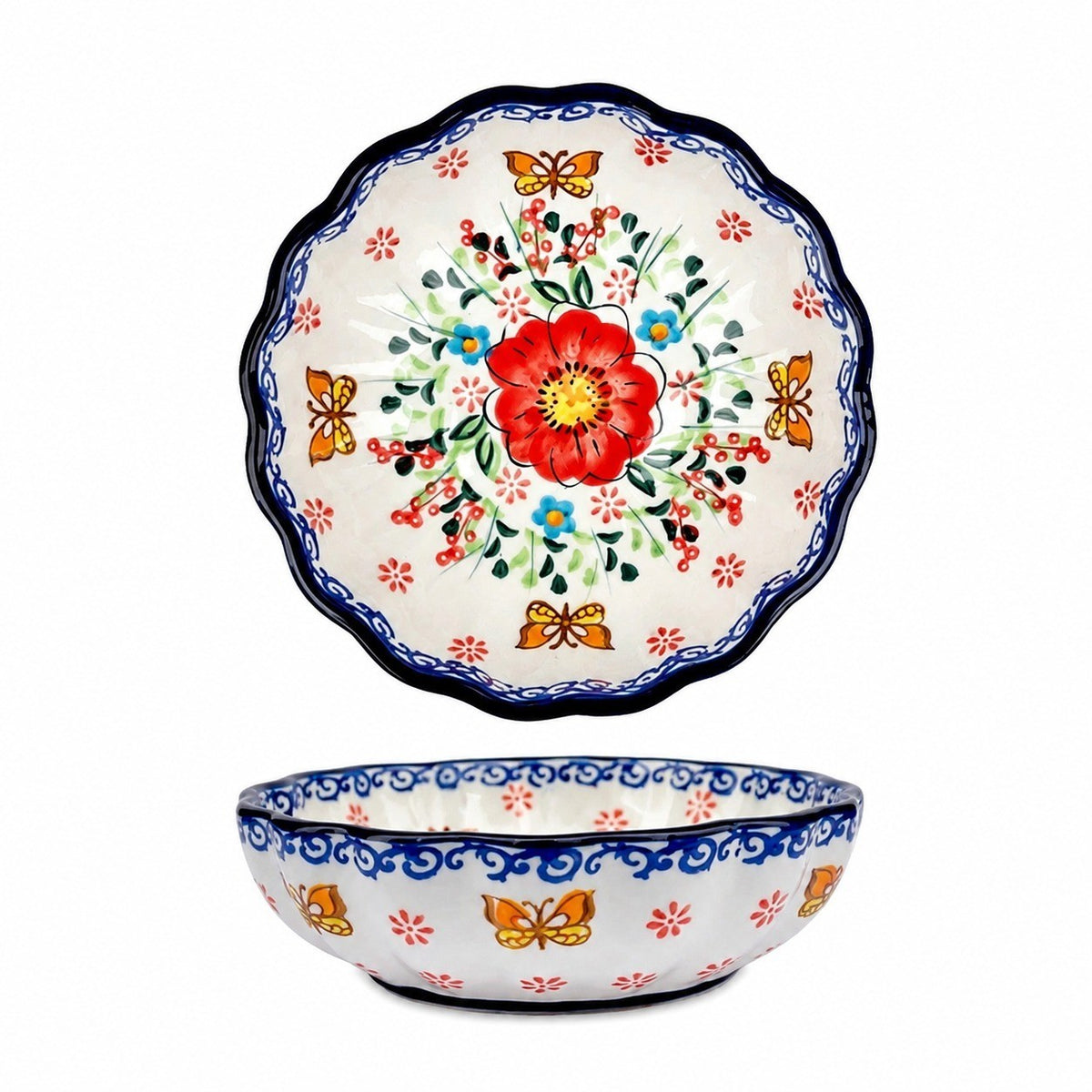 Underglaze Porcelain Floral Deep Dish, 5.7 Inch - product view 5