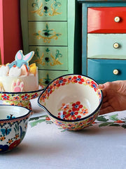 Bouquet Underglaze Porcelain Pouring Bowl, Hand-Painted - detail 2