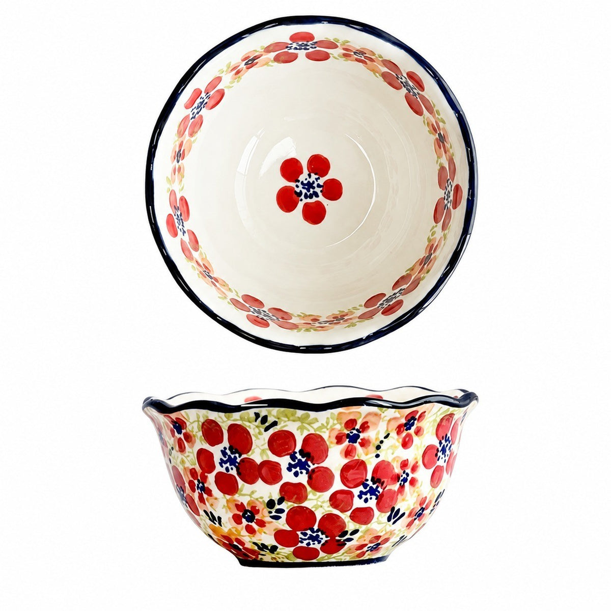 Underglaze Porcelain Floral Bowl, 5.2 Inch, Hand-Painted - product view 25