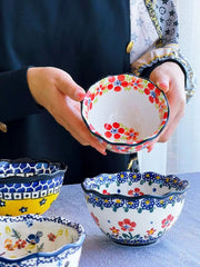 Underglaze Porcelain Floral Bowl, 5.2 Inch, Hand-Painted - detail 3