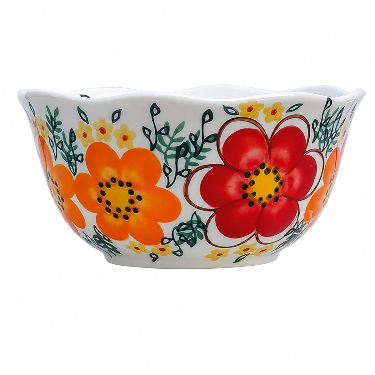 Underglaze Porcelain Floral Bowl, 5.2 Inch, Hand-Painted - product view 23